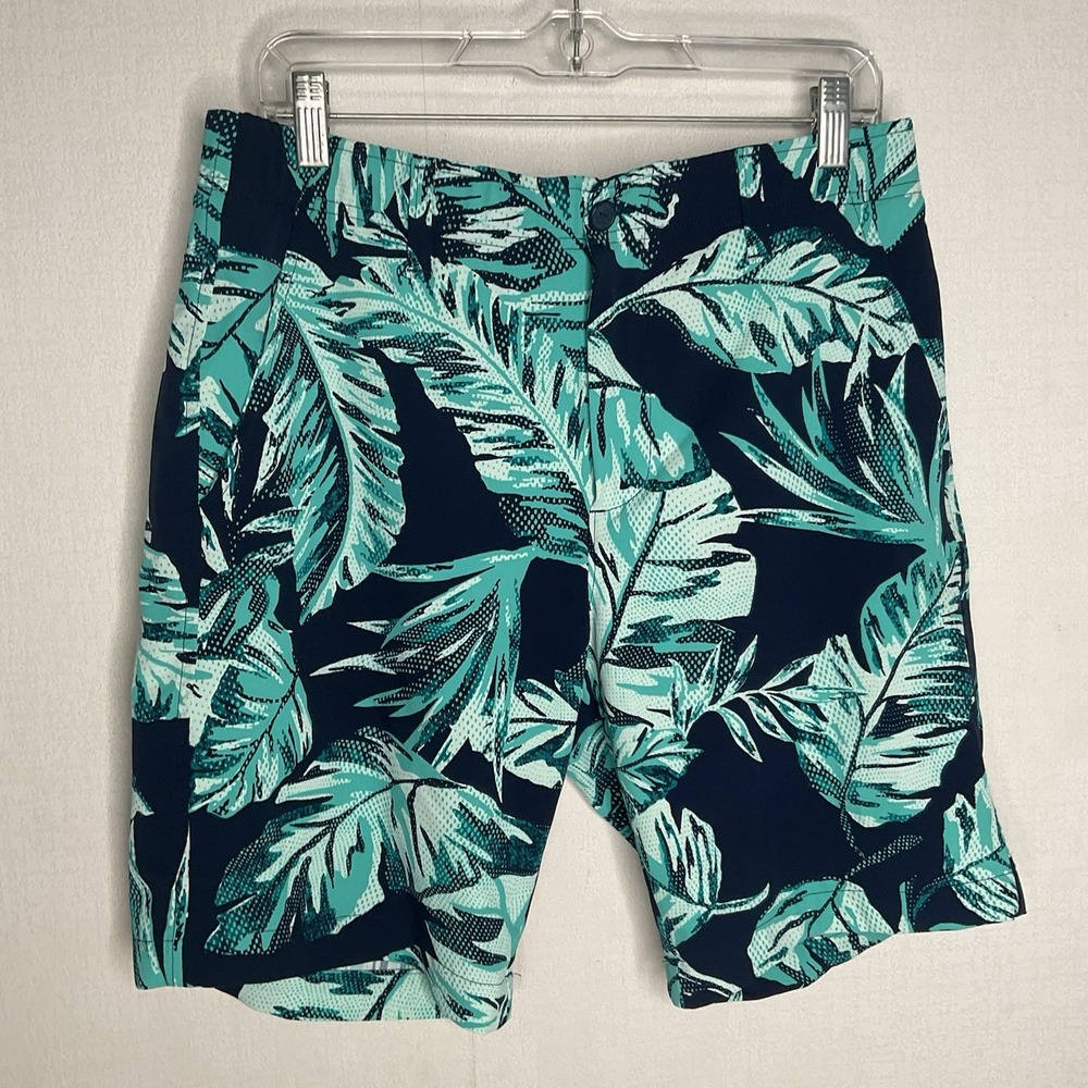 Under Armour Shorts 10" Mens 32 Drive Golf Chino Navy Blue Teal Floral Hawaiian